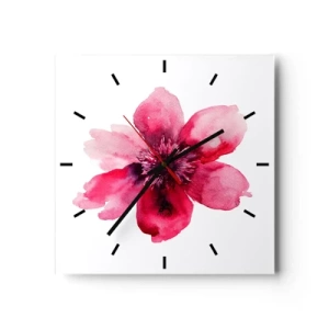 Wandklok - Klok - Een karmijnrode geurende kus - 30x30 cm