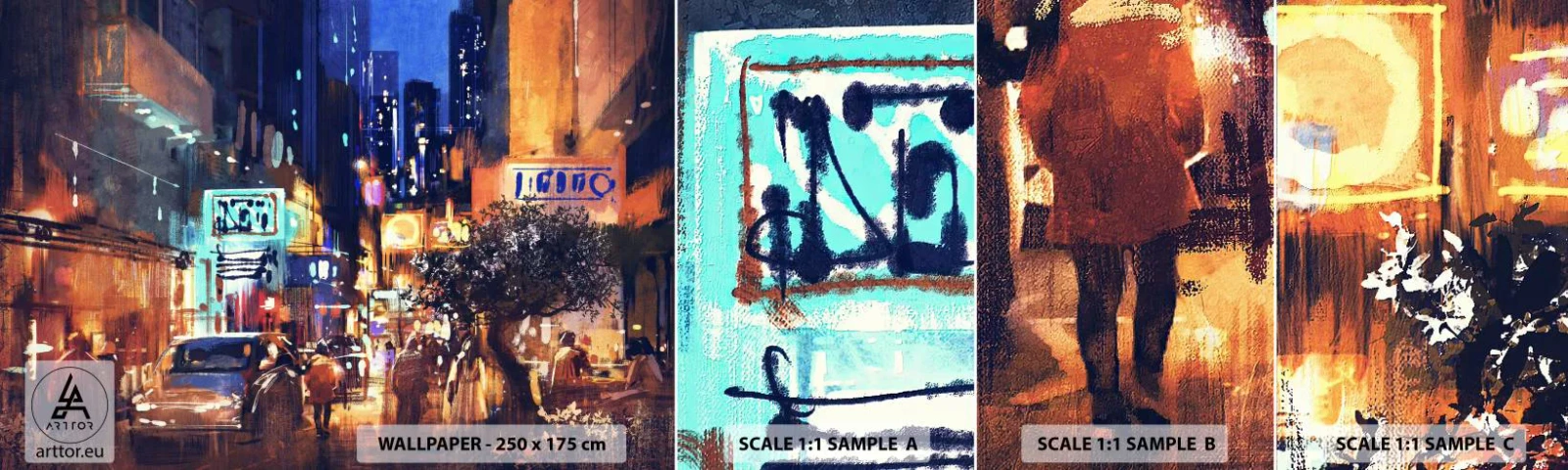 Fotobehang Monster Zelfklevend Deluxe Sticker - En de stad is wakker - Stad, Mensen, Architectuur - 100x30 cm