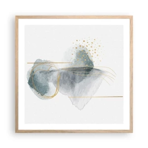 Een poster in een licht eiken lijst - Over de relatie tussen grijs en goud - 60x60 cm