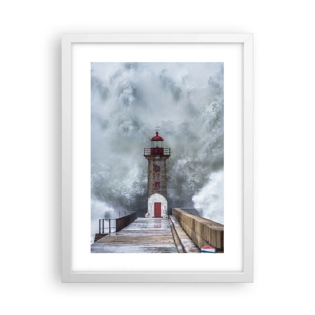 Poster in een witte lijst - Het gebrul van het water, het geluid zal blazen - 30x40 cm