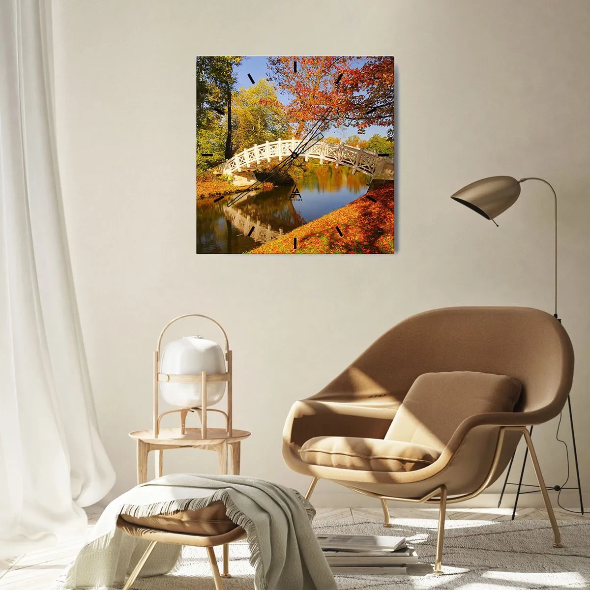 Wandklok - Klok - Op de witte brug der zuchten - 30x30 cm