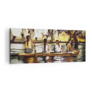 Schilderen op canvas - In een Polynesisch paradijs - 100x40 cm
