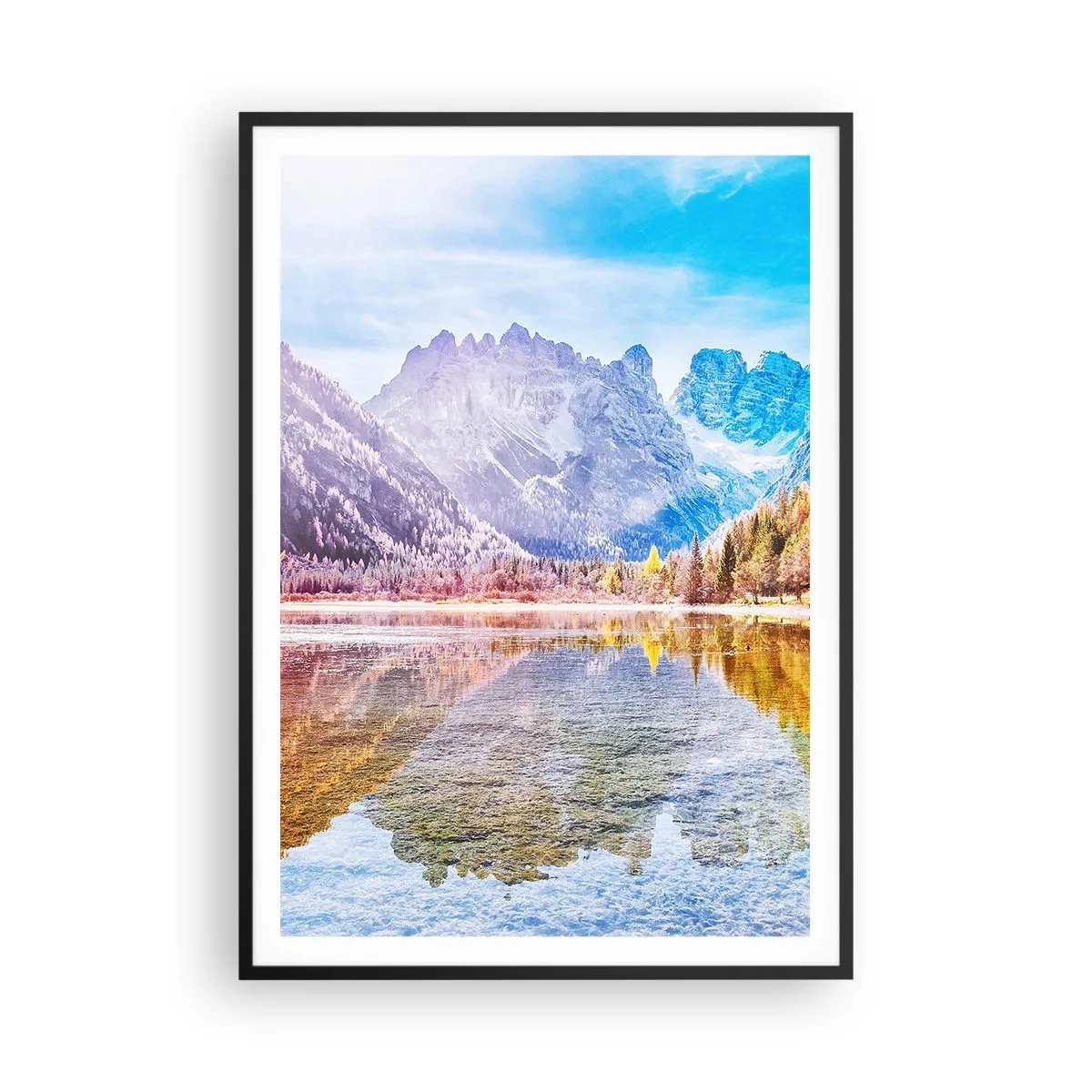 Poster in een zwarte lijst - En het is al herfst in de bergen - 70x100 cm