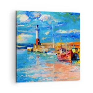 Schilderen op canvas - Een middag in de regenboogbaai - 60x60 cm