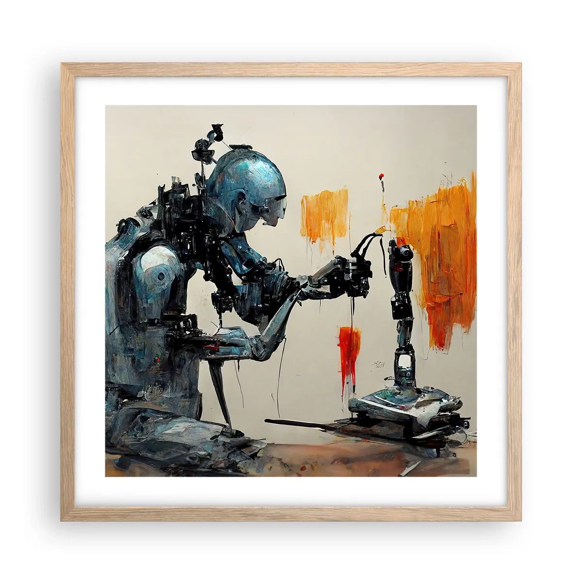 Een poster in een licht eiken lijst - Morgen al… - 50x50 cm