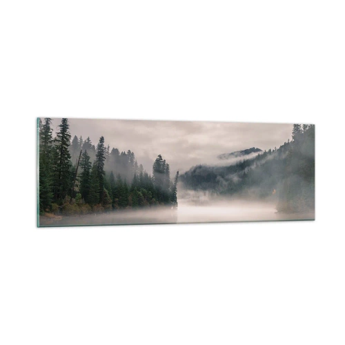 Schilderen op glas - In reflectie, in de mist - 90x30 cm
