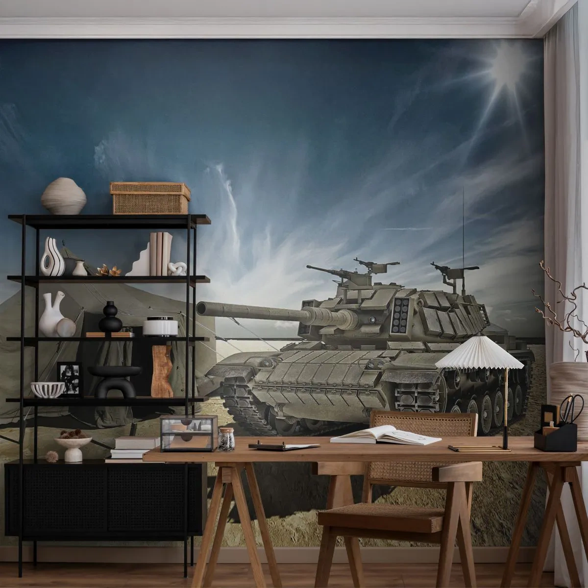 Zelfklevend Fotobehang Deluxe Sticker - Een militaire droom - Leger, Leger, Tank - 250x175 cm