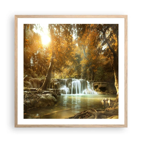 Een poster in een licht eiken lijst - Park cascade - 60x60 cm