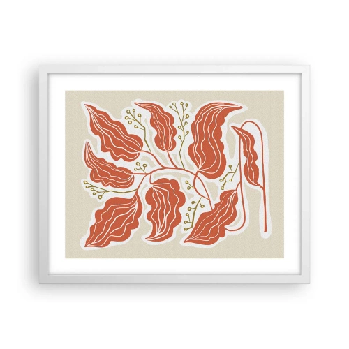 Poster in een witte lijst - Folk en koraal - 50x40 cm