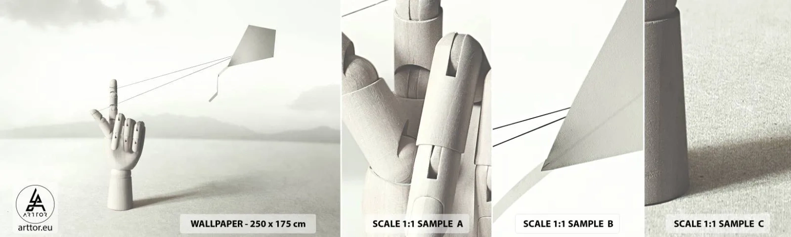 Fotobehang Staaltje Standard Eco - Krachttest - Abstractie, Hand, Vlieger - 100x30 cm