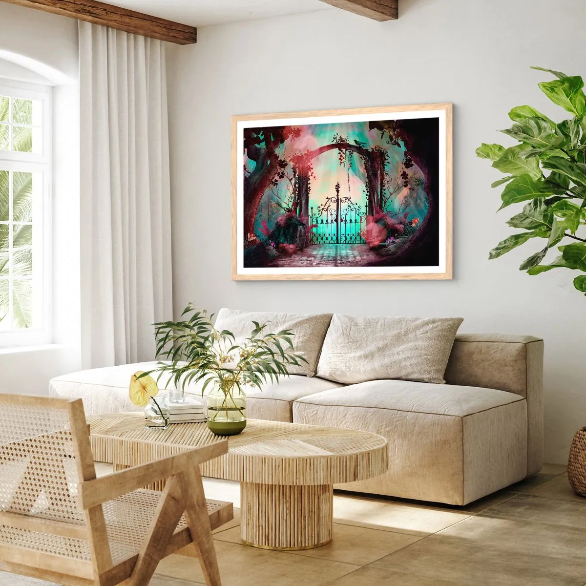 Een poster in een licht eiken lijst - Geheime Tuin - 100x70 cm