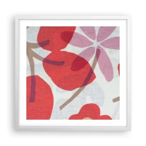 Poster in een witte lijst - Bloemstuk in roze - 50x50 cm