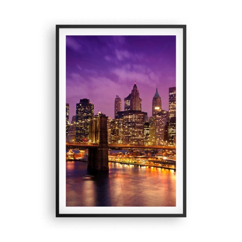 Poster in een zwarte lijst - Violet-goud Manhattan - 61x91 cm