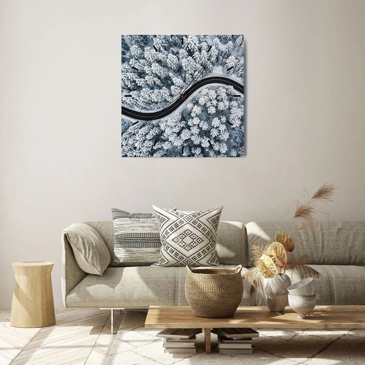 Wandklok - Klok - Door het winterbos - 40x40 cm