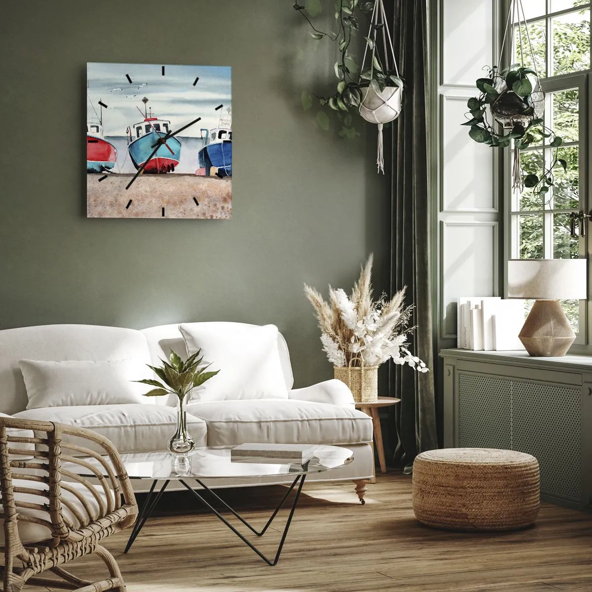 Wandklok - Klok - Klaar om te vissen - 40x40 cm