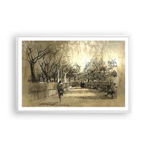 Poster in een witte lijst - Een moment gestopt met een veer - 91x61 cm