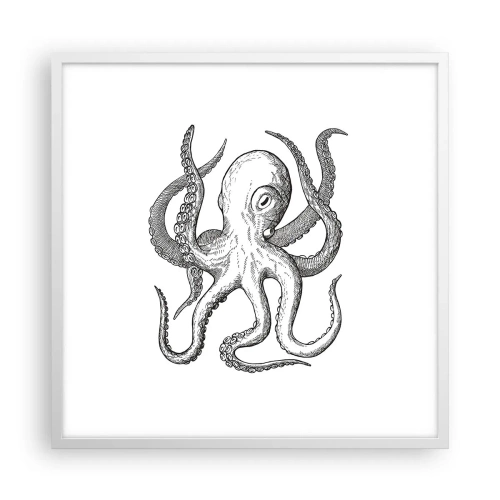 Poster in een witte lijst - Dansend met de golven - 60x60 cm