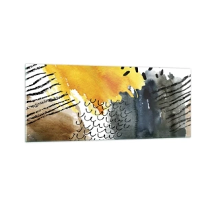 Schilderen op glas - Een ontmoeting van de elementen - 100x40 cm