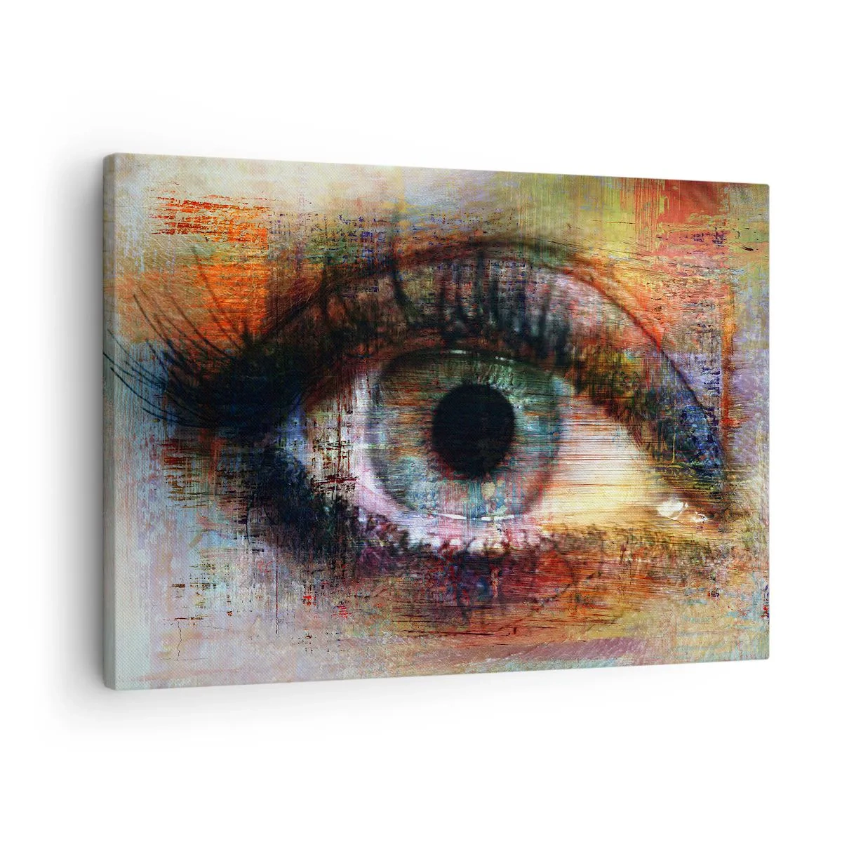 Schilderen op canvas - Artistiek oog in veelkleurige abstractie - 70x50cm - Je kunt in de ziel kijken - Moderne wanddecoratie voor woonkamer en slaapkamer ARTTOR