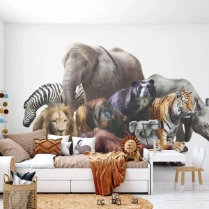 Fotobehang Premium Canvas - Afrikaanse familiefotografie - Abstractie, Dieren, Afrika's Big Five - 350x256 cm