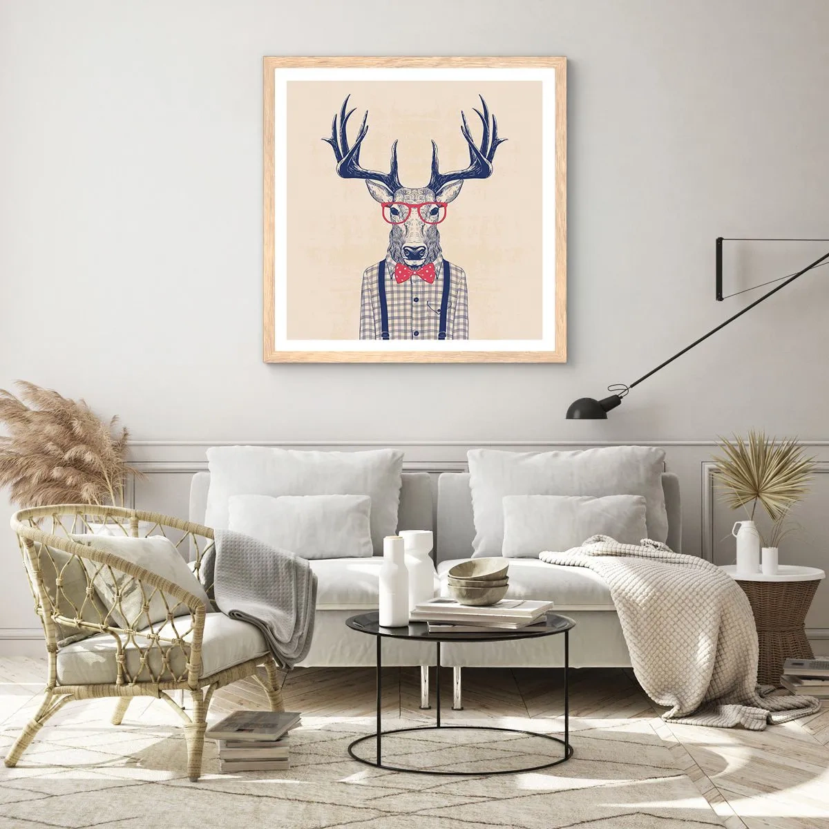 Een poster in een licht eiken lijst - Een grappig extravaganza - 50x50 cm