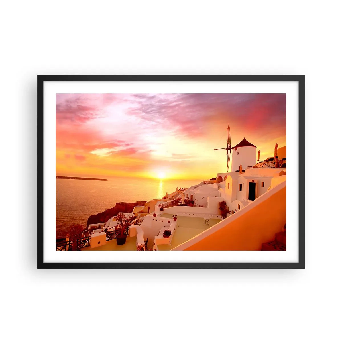 Poster in een zwarte lijst - Spreiden in wit en goud - 70x50 cm
