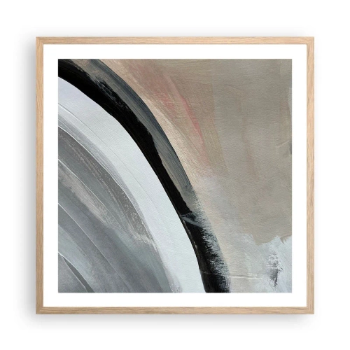 Een poster in een licht eiken lijst - Compositie: boog van zwart en grijs - 60x60 cm