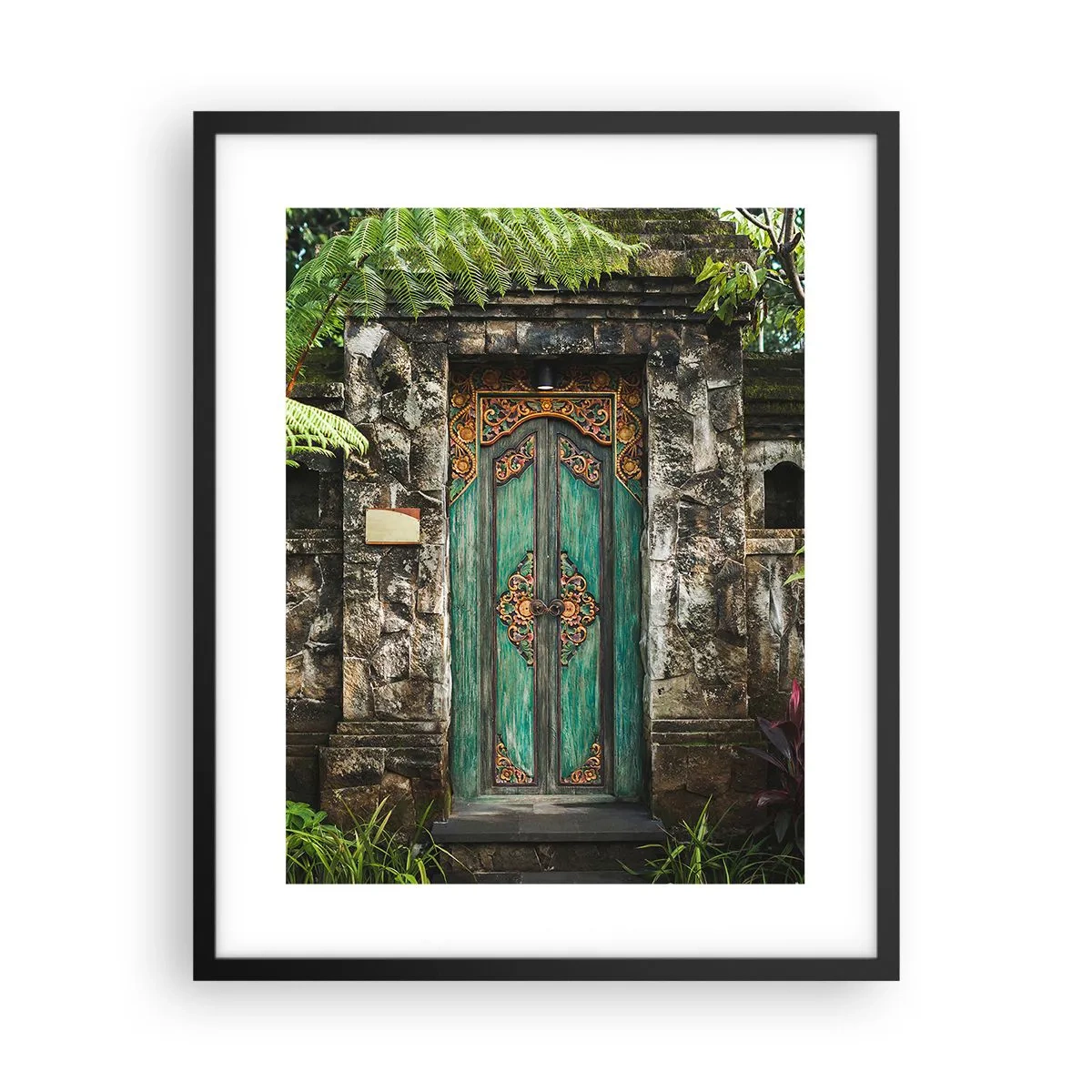 Poster in een zwarte lijst - Een deur naar een exotische wereld - 40x50 cm