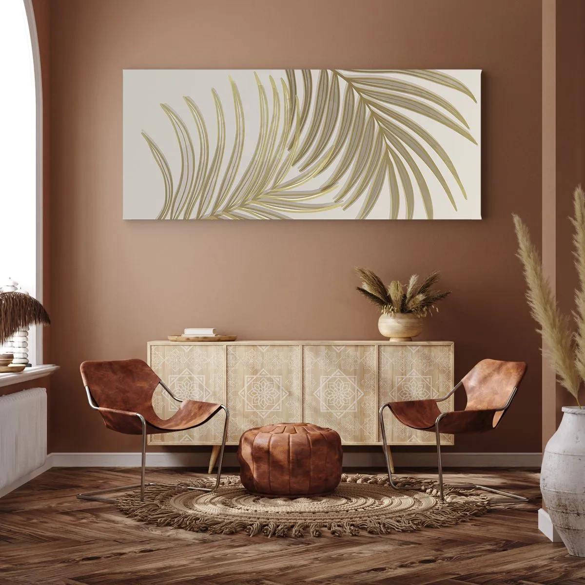 Schilderen op canvas - Gouden Palm! - 160x50 cm
