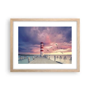 Een poster in een licht eiken lijst - Het is tijd naar de haven te gaan - 40x30 cm