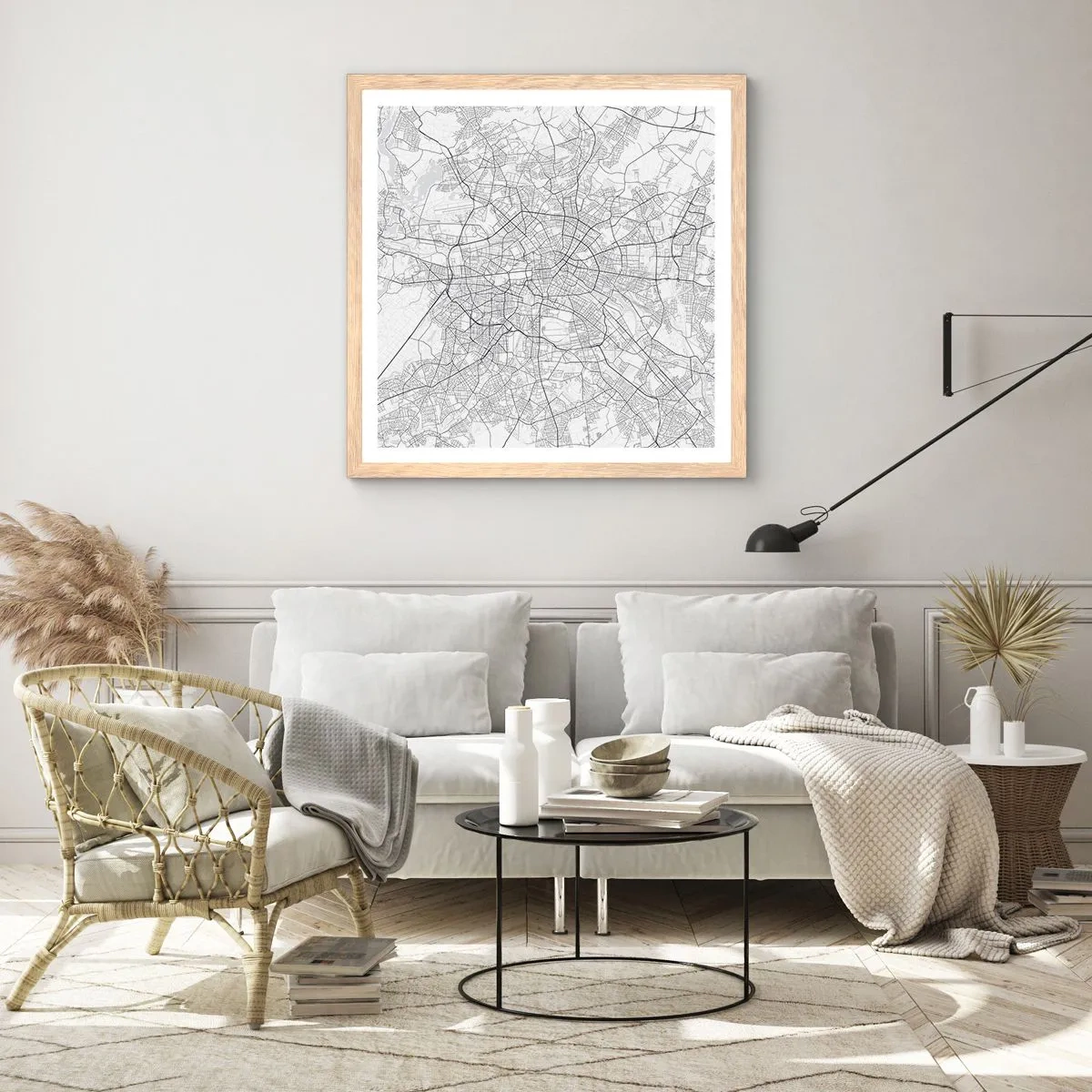 Een poster in een licht eiken lijst - Berlijnse bloem - 40x40 cm