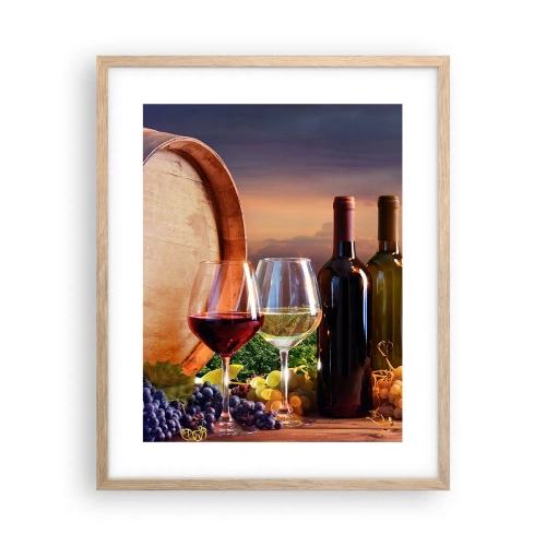 Een poster in een licht eiken lijst - Het leven smaakt hier - 40x50 cm