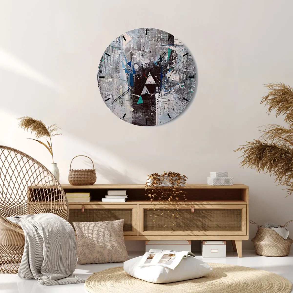 Wandklok - Klok - Overschrijvende volgorde van driehoeken - 40x40 cm