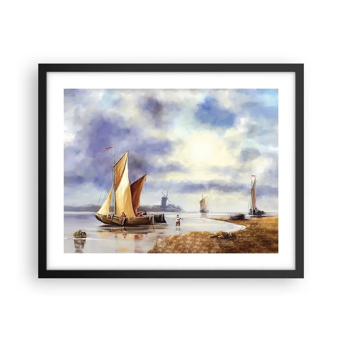 Poster in een zwarte lijst - De terugkeer van zeelieden - 50x40 cm