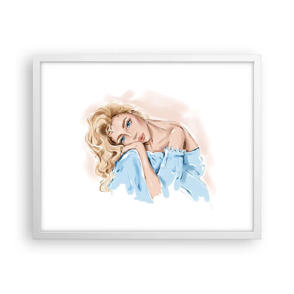 Poster in een witte lijst - Dromerig in het blauw - 50x40 cm