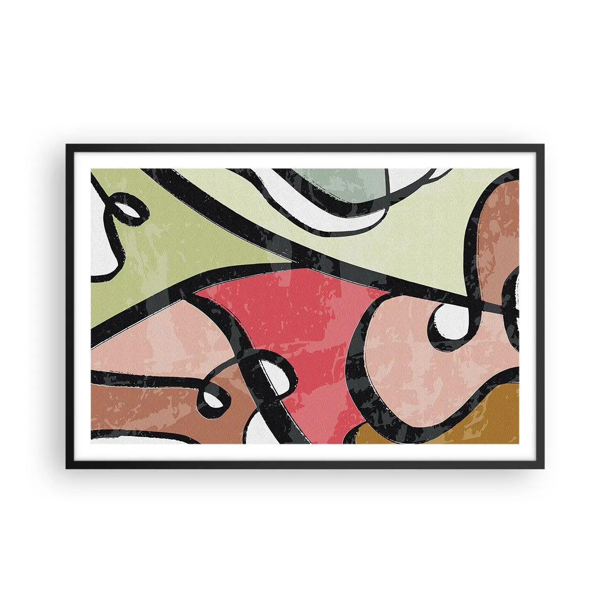 Poster in een zwarte lijst - Pirouettes tussen kleuren - 91x61 cm