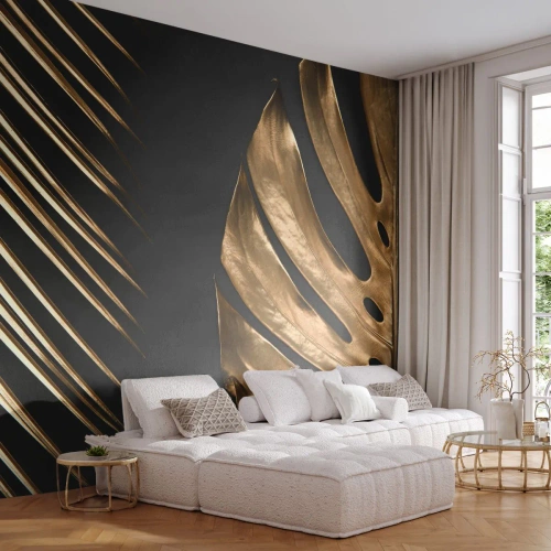 Fotobehang op maat Premium Sand - Anders en net zo duur - Palmblad, Monstera-blad, Abstractie