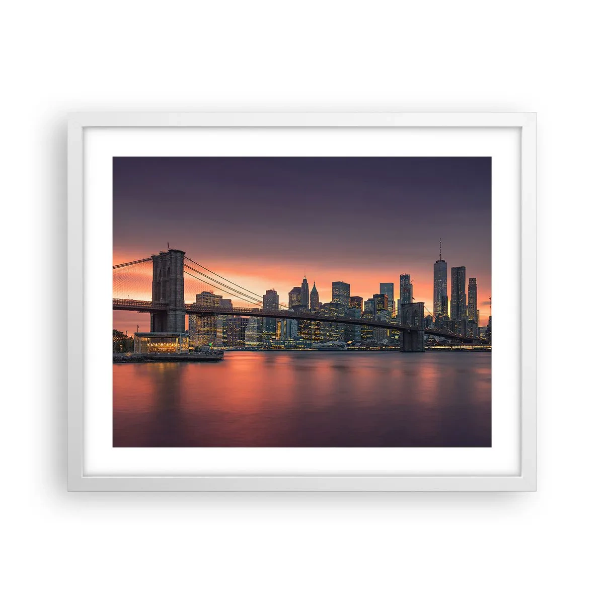 Poster in een witte lijst - Ondergedompeld in lila stilte - 50x40 cm