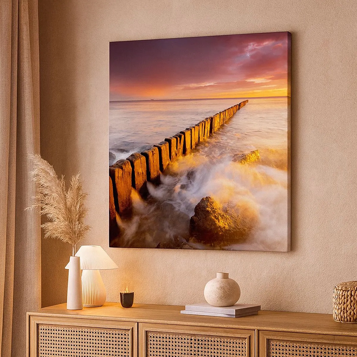 Schilderen op canvas - De zachtheid van de golven - 30x30 cm