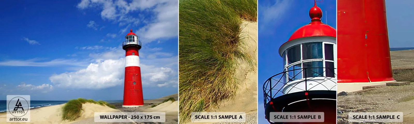 Fotobehang Staaltje Standard Eco - Een droom eenzame plek - Landschap, Vuurtoren, Nederland - 100x30 cm
