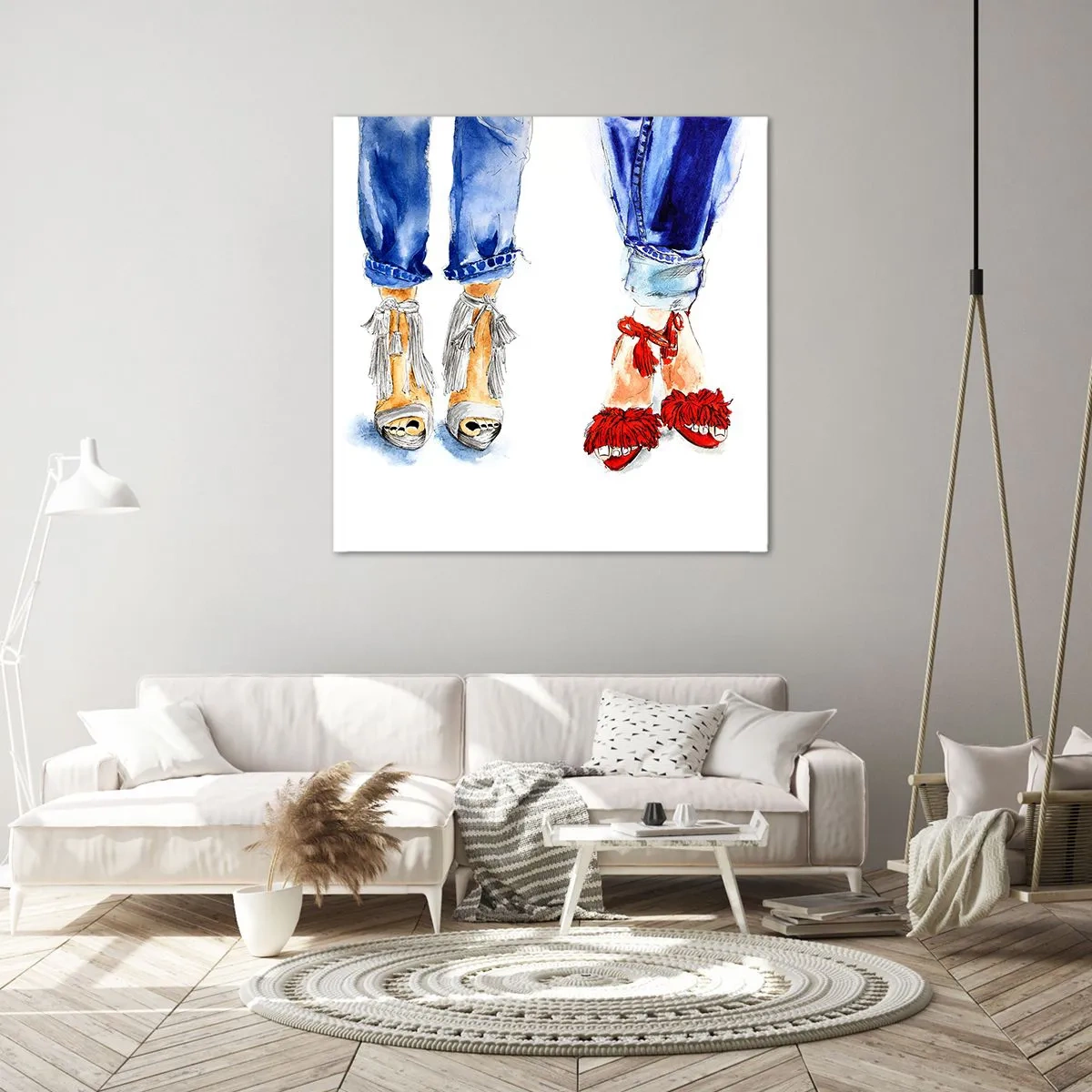 Schilderen op canvas - Misschien gaan we wandelen? - 60x60 cm