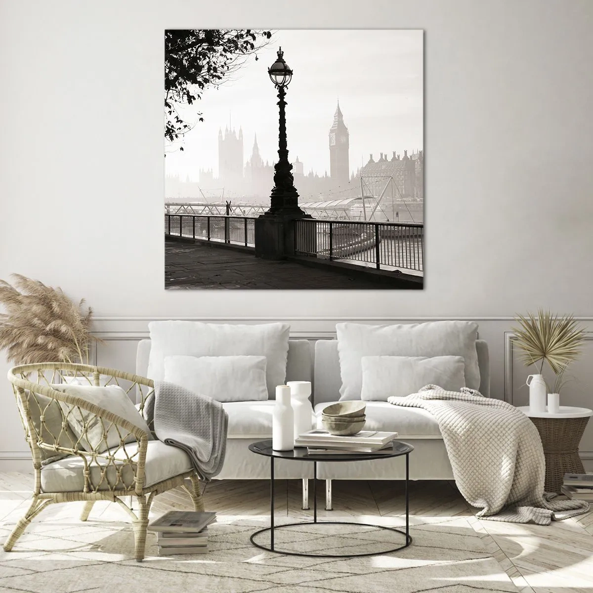 Schilderen op glas - Ochtend in Londen - 60x60 cm