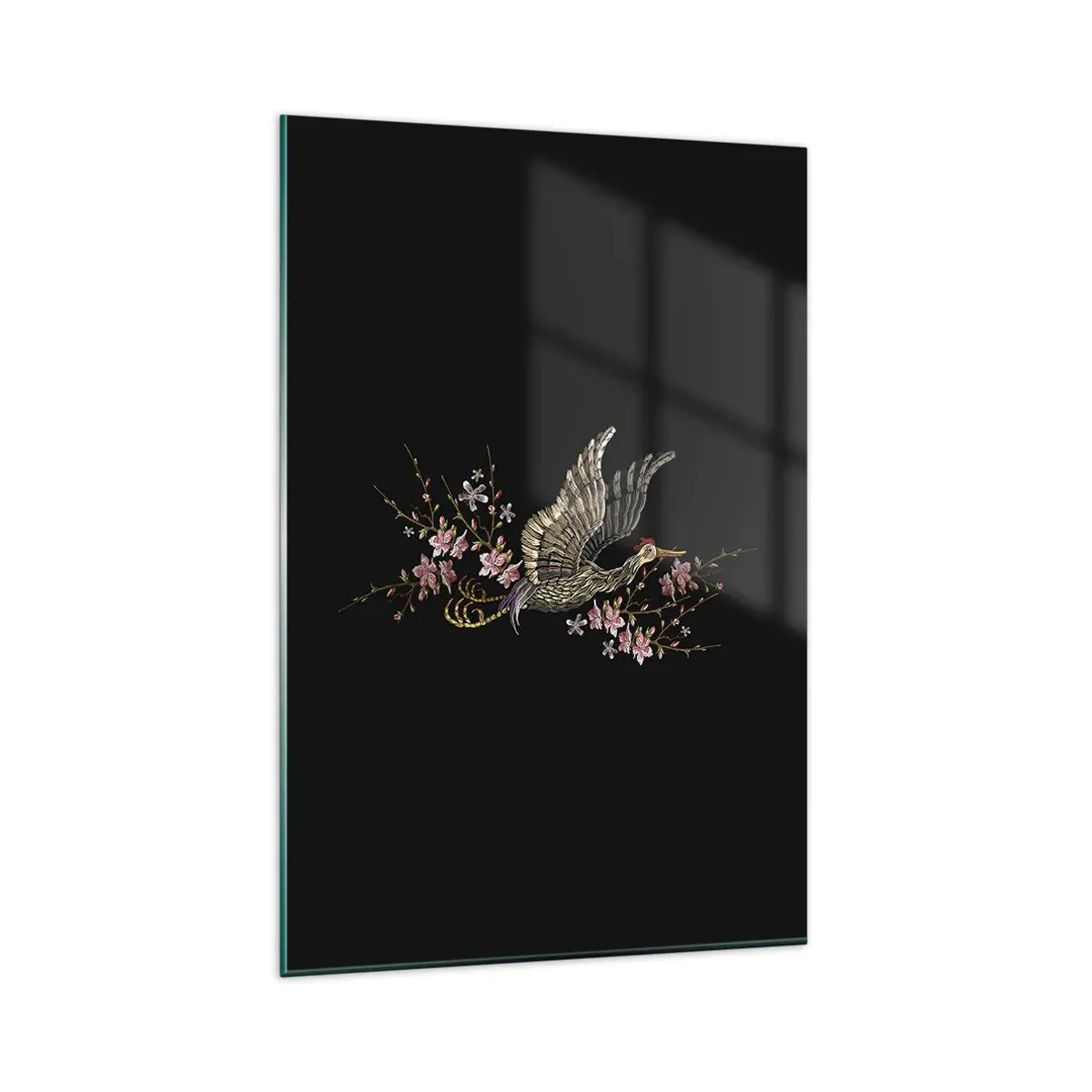 Schilderen op glas - Exotische geborduurde vogel - 80x120 cm