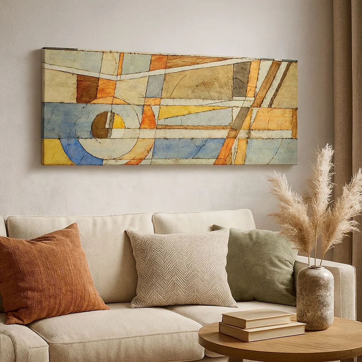 Schilderen op canvas - Kubisme op de bouwplaats - 100x40 cm