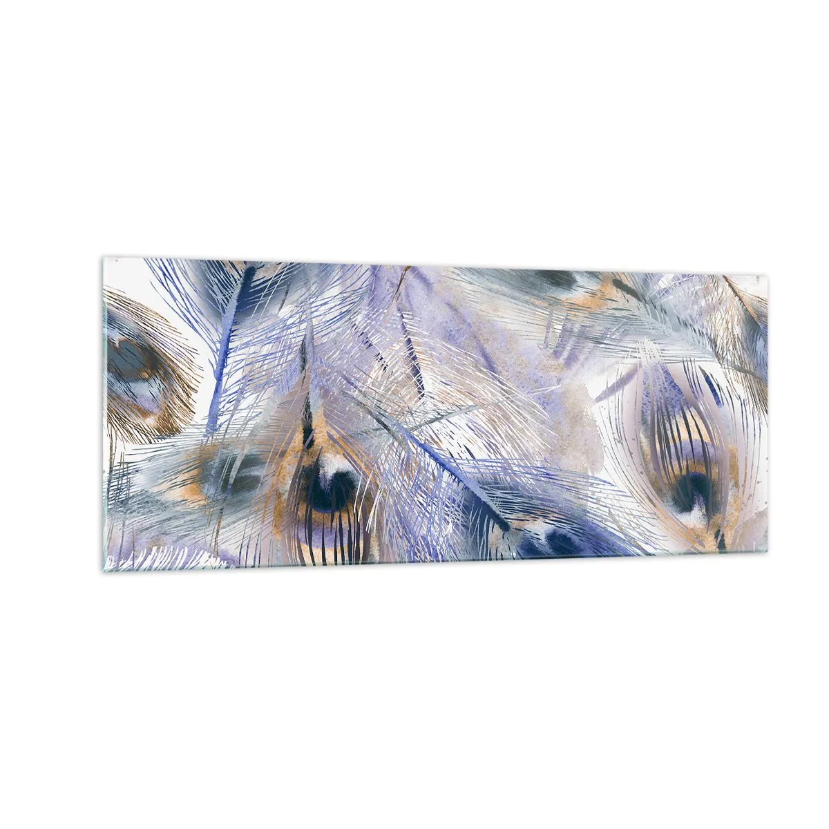 Schilderen op glas - Pauwenogen compositie - 100x40 cm