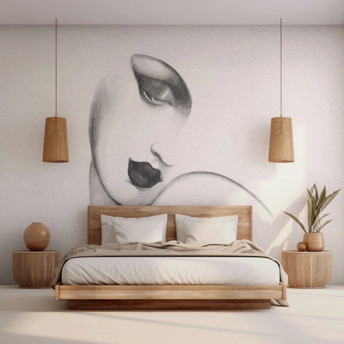 Fotobehang Premium Canvas - In de stijl van Łempicka - Portret van een vrouw, Het gezicht van de vrouw, Deel - 100x70 cm