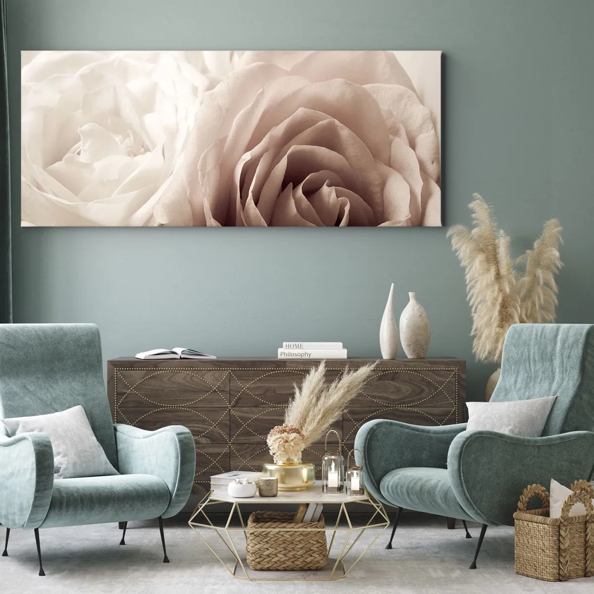 Schilderen op canvas - In het hart van een roos - 100x40 cm