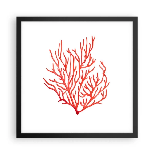 Poster in een zwarte lijst - Koraal filigraan - 40x40 cm