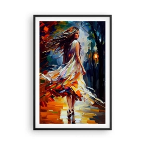 Poster in een zwarte lijst - Herfst meisje - 61x91 cm