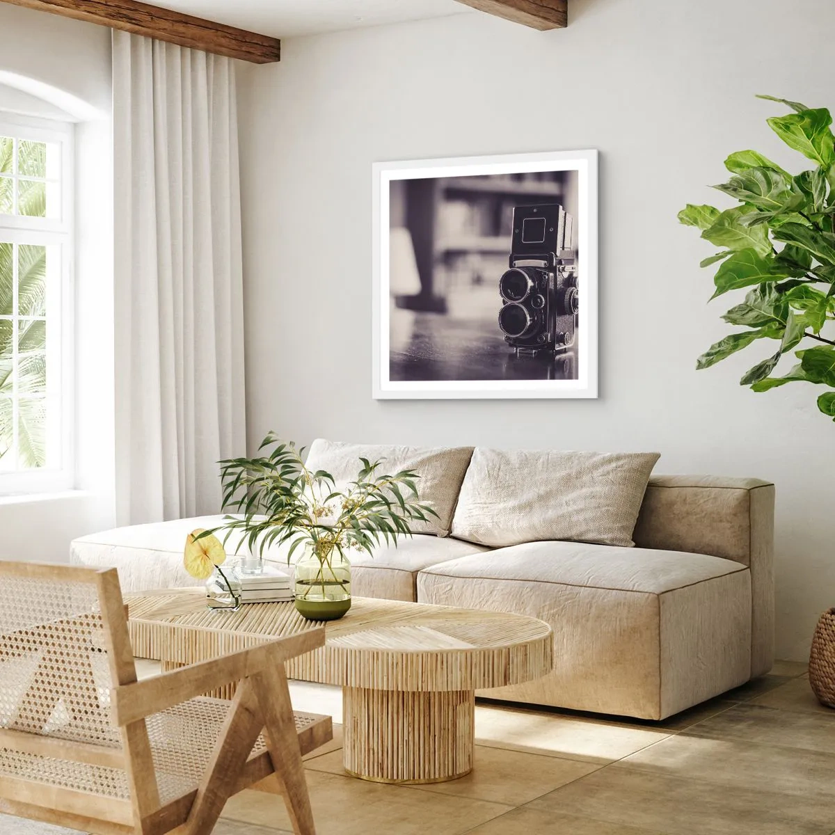 Poster in een witte lijst - De magie van oude fotografie - 40x40 cm